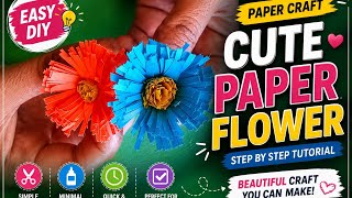 DIY Paper Flower Tutorial | Easy Cute Paper Flower Craft | Simple Color Paper Flower for Beginners