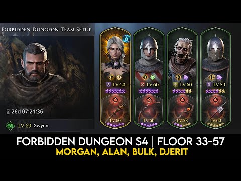 Season 4 Forbidden Dungeon 33 - 57 Playthough | King Arthur Legends Rise Guide