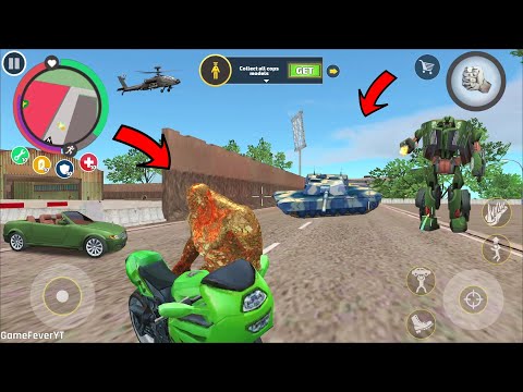 Rope Hero Vice Town (Stone Giant Throw Green Bike on Army Man) Mutant Man chaos in vice town - HD