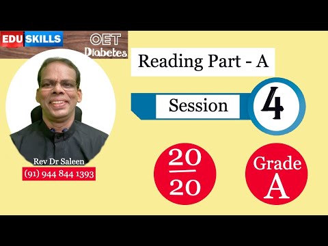 Edu Skills OET: Session -4: Reading Part - A, -  Diabetes -tips and trics| Strategies: OET made easy
