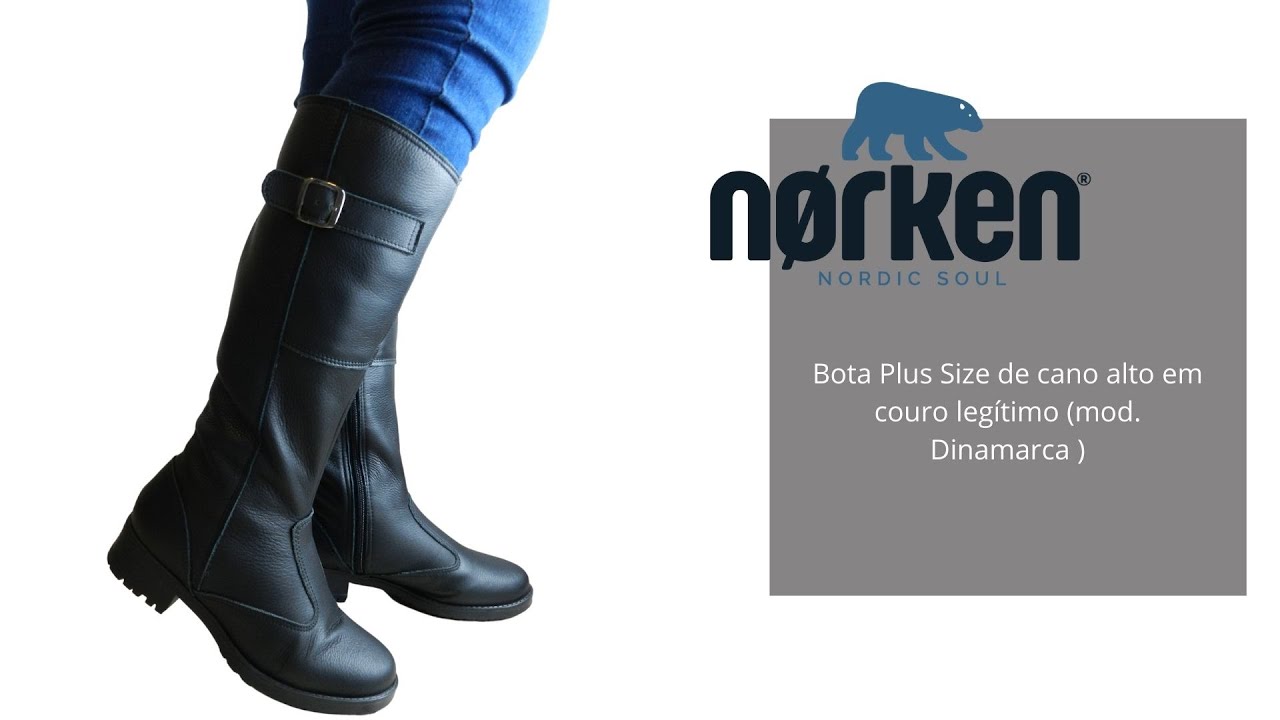 Bota Plus Size de cano alto em couro legítimo (mod. Dinamarca )