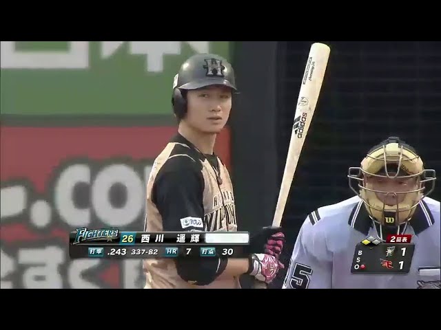 【2回表】ファイターズすぐさま反撃!! 西川 初球を叩いて勝ち越しタイムリー2ベースヒット!! 2014/7/27 E-F