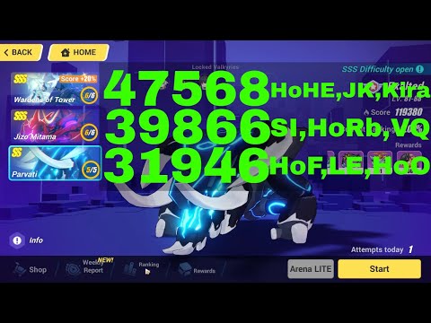 Honkai Impact 3 Exalted MA Top 100 - SSS Wardens of Tower, SSS Jizo, Parvati [119380] (9/28/2023)