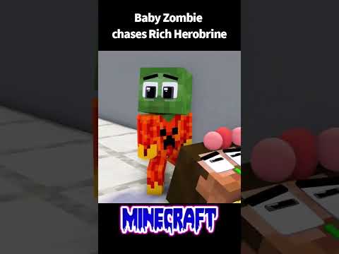 Zombie Boy Chase Herobrine - Monster School Minecraft Animation #shorts