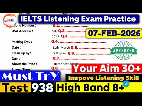 IELTS Listening Practice Test 2026 with Answers | Recent Exam - 07.02.2026