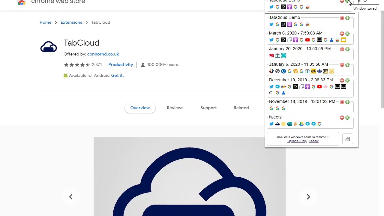 TabCloud Chrome Extension