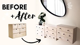 IKEA Hack // MOPPE Cabinet Makeover into Narrow Console Table (Apothecary chest of drawers)