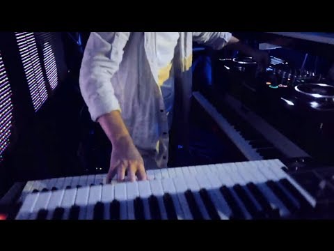 Rasmus Faber playing a live DJ set with 6 keyboards