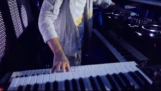 Rasmus Faber playing a live DJ set with 6 keyboards