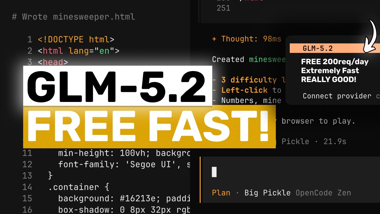 GLM 5.2 FULLY FREE & FAST CODER: This AI Coder is CRAZY & WORKS!