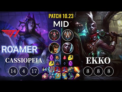 T1 Roamer Cassiopeia vs Ekko Mid - KR Patch 10.23
