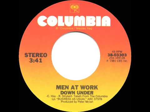 1983 HITS ARCHIVE:  Down Under - Men At Work (a #1 record--stereo 45)