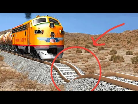 Flatcar Trains vs Giant Pit DeepWater - Trains vs Chain - FreightTrains vs Cars - BeamNG.Drive