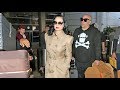 Dita Von Teese Sexy In Trenchcoat Arriving Home From Europe With A Ton Of Luggage