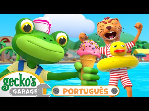 O Caos do Dia de Praia do Gecko! | 1 HORA DO GECKO! | Desenhos Animados em Português