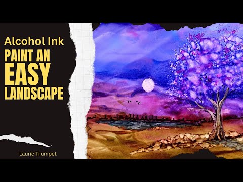 Alcohol Ink Landscape Painting with Easy Steps