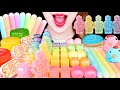ASMR RAINBOW FOOD *CUBE CHEESE, ROBOT JELLY, PEBBLE CANDY, FROZEN WAX CANDY EATING SOUNDS MUKBANG
