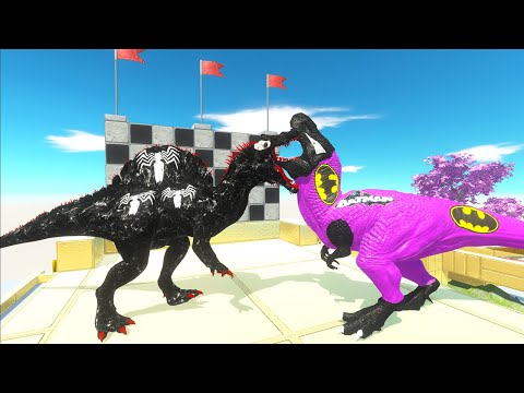 PURPLE BATMAN T-REX VS VENOM SPINO & SUPERMAN GORO DEATH CLIBM - Animal Revolt Battle Simulator