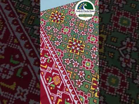 Red Ghughra Border Green Navratan Motifs Double Ikat Patola Saree