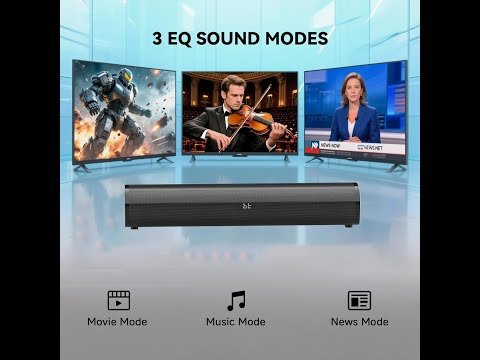 HDMI Sound Bar Smart TV, Home Theater Surround Sound Bars, TV Speakers Sounds Bar Bluetooth HDMI AUX OPT COAX USB Home Audio Surrounds Sounds System For PC Projector Game News/Music/Movie, Black video review thumbnail