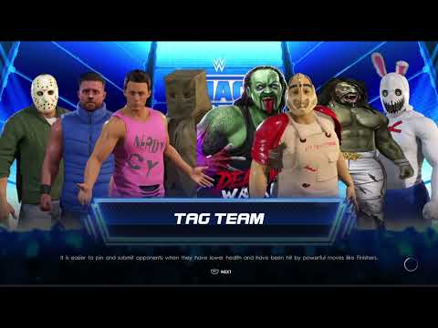 Mono, Jason, KRT and nerdy cy Vs the butcher, zombie undertaker, zombie seth and Mr hopp WWE 2K22