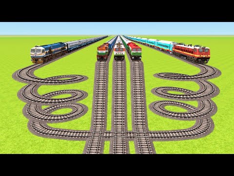 SIX ARMY TRAINS VS BIG CHALLENGE TO THE DOUBLE LOOP SPRING TURNS ▶️ Train Simulator | CrazyRails