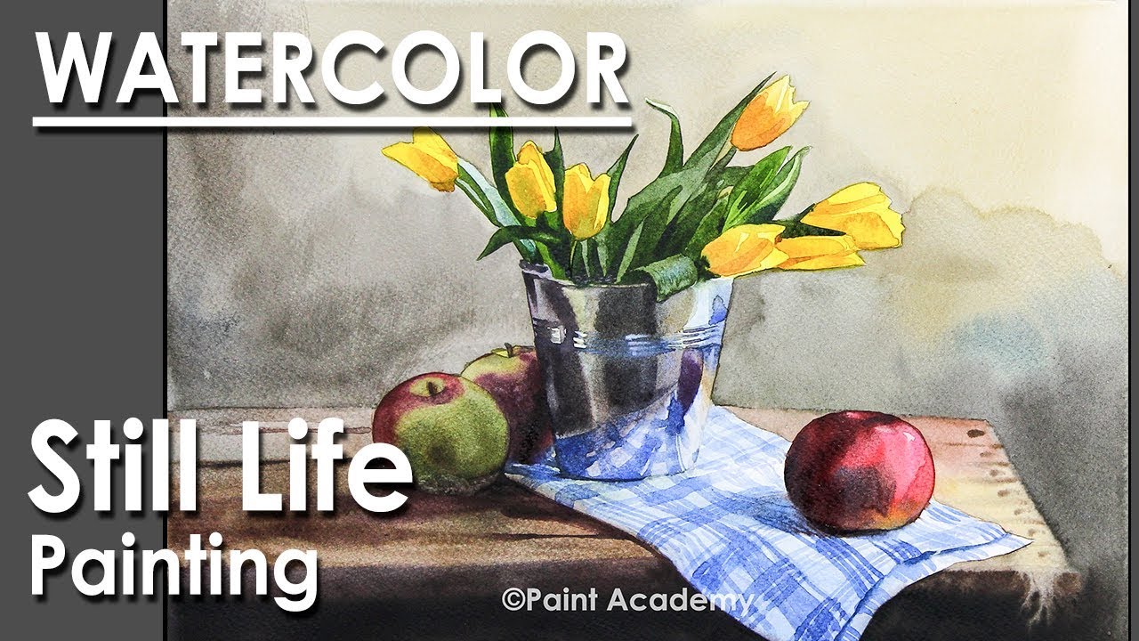 Painting A Realistic Still Life in Watercolor : Flower vase & Apples | Episode-4