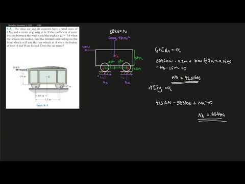 8-3 Determing if a mine car will move due to friction against pulling force & find its normal force.
