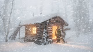 Surviving a Massive Snowstorm in a Remote Log Cabin | Winter Camping Alone