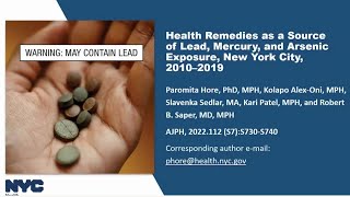 AJPH Video Abstract: Health Remedies as a Source of Lead Exposure, New York City