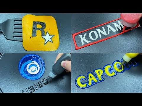 Video Game Companies Logos Pancake Art - Rockstar Games, Ubisoft, Konami, Capcom