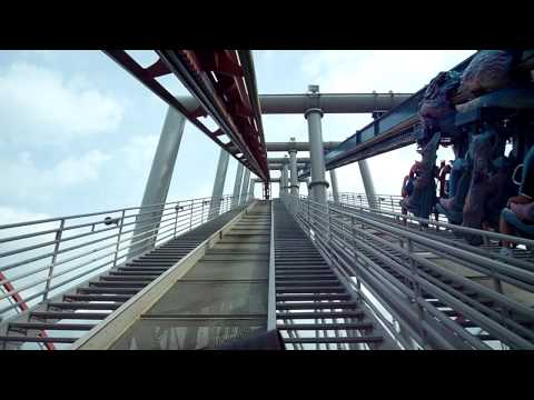 POV Dueling Dragons roller coaster ride front row seat, Universal Studios Orlando