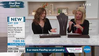 ELLE Sterling Silver Stick Pendant with 30 Chain Neckla...