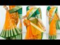 How To Wear Saree Tissue Silk Saree Draping Tutorial Easy Perfect Way Slim Look For Beginners