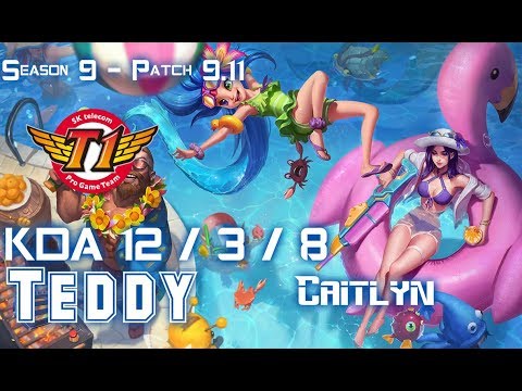 SKT T1 Teddy CAITLYN vs JHIN ADC - Patch 9.11 KR Ranked