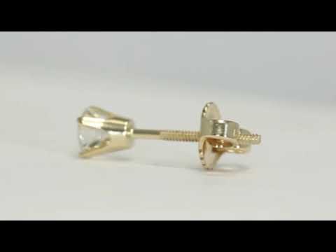 .25CT diamond SINGLE stud earring 14K YG round brilliant screw back 1/2 PAIR