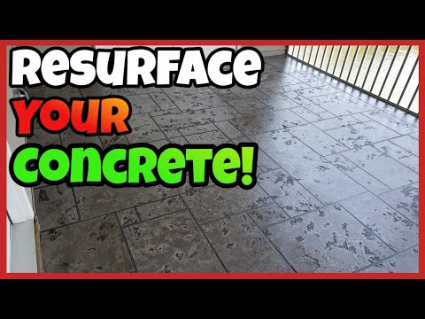 RESURFACE a Concrete PATIO👷with a DECORATIVE CONCRETE SLATE Overlay!!