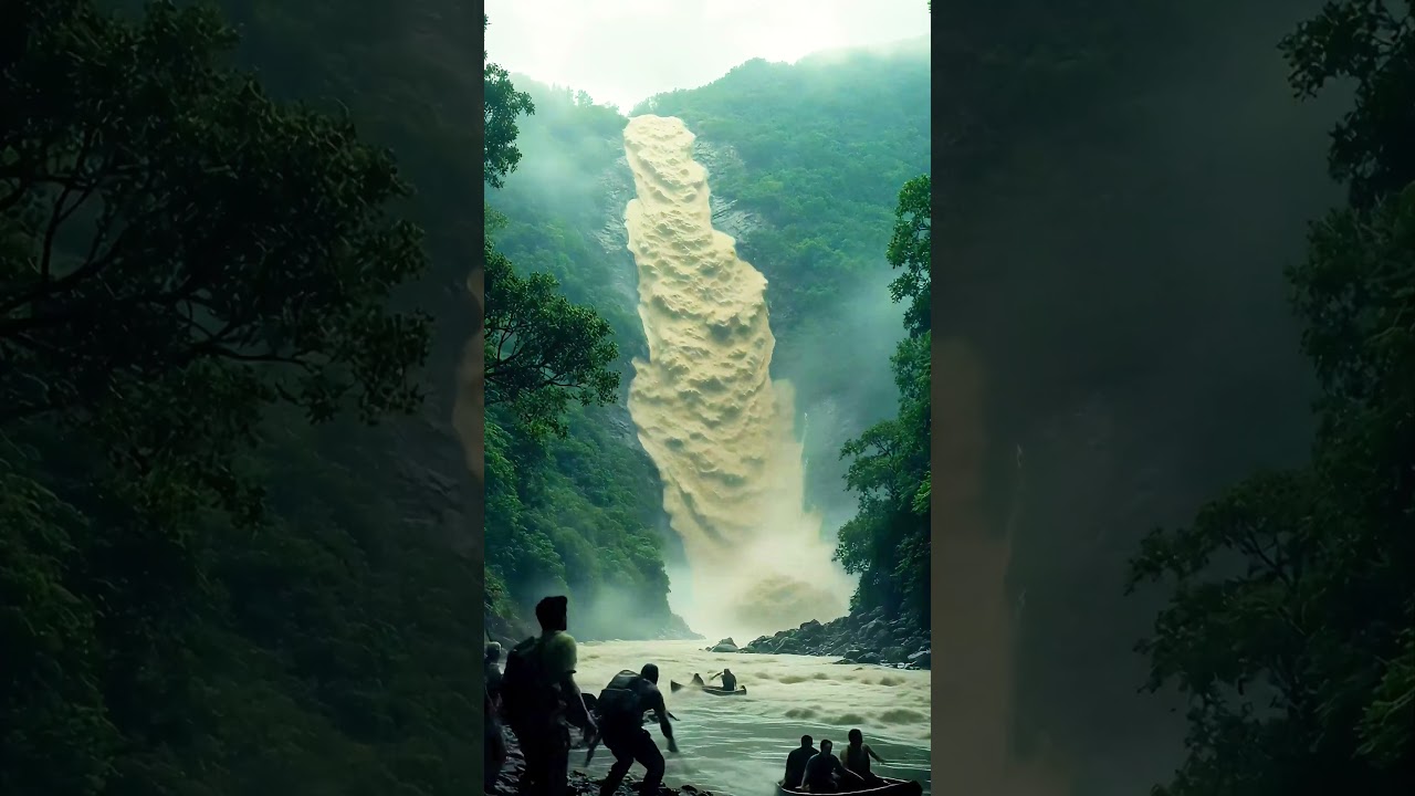 Flood Falls From Cliff – No Time to Escape!