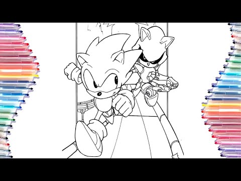 Sonic and Metal Sonik coloring page