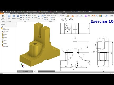Autodesk Inventor Tutorial for beginners exercise 10
