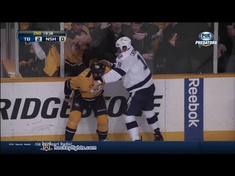 B.J. Crombeen vs Rich Clune Feb 27, 2014