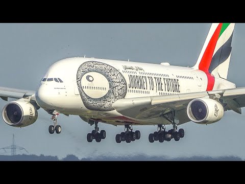 AIRBUS A380 LANDING + DEPARTURE in special livery (4K)