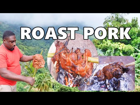 roast pork recipe outdoor cooking in Jamaica