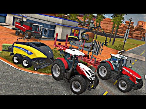 DEUTZ vs FENDT vs JOHN DEERE TRACTORS TRANSPORTING COLORED TRAILERS - Farming Simulator 22