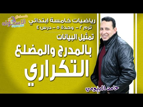 رياضيات خامسة ابتدائي 2019| تمثيل البيانات بالمدرج التكراري والمضلع التكراري| تيرم2-وح5-در4| لاسكوله