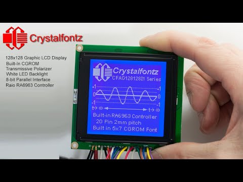 2.5-inch White on Blue 128x128 Monochrome LCD Display