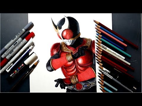仮面ライダークウガを描いてみた 色鉛筆 リアルな絵　Realistic colored pencil drawing of Kamen Rider Kuuga Video