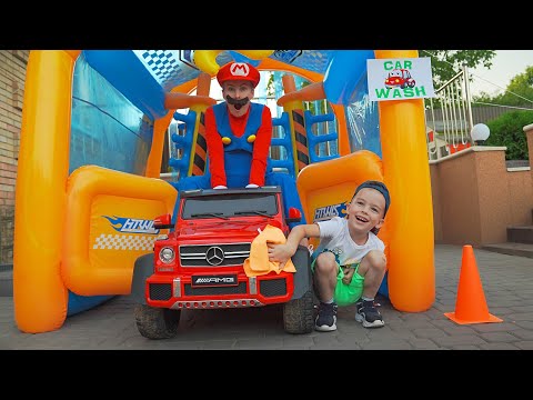 Arthur and Dad pretend Play Car Wash - Summer Stories for Kids