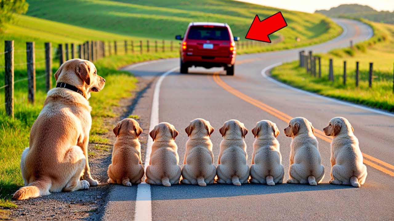Chienne et Ses Petits Sont Abandonnés au Bord de la Route, Mais Quelque Chose d'Inattendu Se Produit