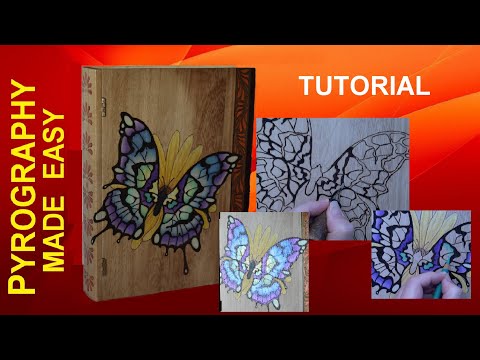 , title : 'Wood Burning For Beginners - BUTTERFLY BOOK pyrography tutorial'
